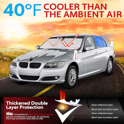 KAYZT Windshield Sun Shade for 2006-2011 BMW 3 Series 330i 328i 320i 325i 335i Foldable Sunshade Front Window Custom Fit Car Accessories - size: for 2006-2011 BMW 3 Series