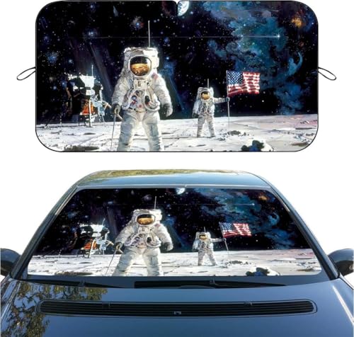 Astronauts Landing Car Windshield Sunshade, UV Heat Reflector Sun Visor Protector, Foldable Car Sun Shade Universal Automotive Car Accessories for SUV Truck Van,59" L X 31.5" W - color: color 2
