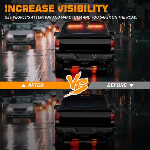 XRIDONSEN 2 in 1 Amber Red Traffic Advisor Light Bar 144 LED Warning Safety Interior Front/Rear Emergency Dash Windshield Strobe Lights for Firefighter Construction Vehicles Trucks Car (2x17.7 inch) - color: Amber/Red