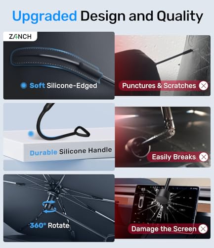 Zanch 2025 Upgraded Car Windshield Sun Shade [Cool Down by 75℉ ] with Heat Insulation Coating, Foldable Sunshade Umbrella with Flexible Handle & Ribs, Small (29''x53'') for Compact Cars, SUVs - size: Small 53''x29''