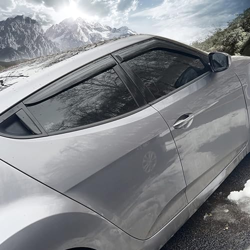 IKON MOTORSPORTS Out Channel Window Visors Compatible with 2011-2018 Hyundai Veloster, Dark Smoke Slim Style Acrylic Car Rain Sun Window Shade Guard Visor