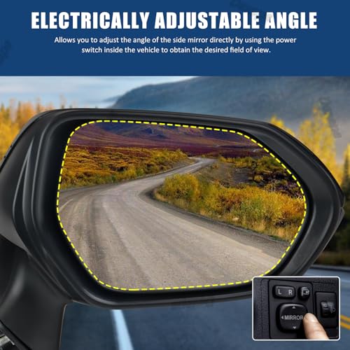 Passenger Side Mirror Assembly Compatible with Toyota Corolla 2020-2025 Heated Power Adjustable Glass Replace 8791012K70, TO1321392, 8791002929, 8791002917 Black (5Pin Right) - style: 5pin Right