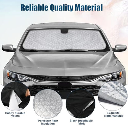 6 Layers Custom Fit Windshield Sun Shade for 2016-2024 Malibu, Foldable Car Sunshade with Storage Bag, Heat Reflective & UV Protection - size: 2016-2024 Chevrolet Malibu