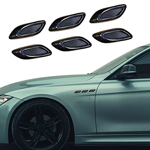 6pcs Curboom Car Fender Trim Decorative Intake Universal Auto Air Flow Bumper Side Vent Decal Scoop Hood Spolier Door Carbon Fiber ABS Chrome Silver Exterior Glossy Black Sticker for Most Cars - style: Black