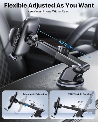 andobil 【True Military-Grade Phone Holders for Your Car 【89+ LBS Strongest Suction & Clip】 2026 Ultimate Car Phone Holder, Dashboard Windshield Vent Cell Phone Car Mount for iPhone Sumsung Android - color: Black