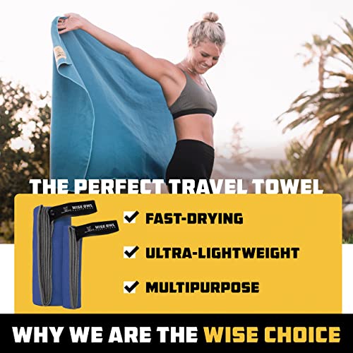 Wise Owl Outfitters Microfiber Camping Towel - Quick Dry Towel for Travel, Backpacking, Hiking, Beach, Gym & Yoga - Compact, Fast Drying & Lightweight - color: Dark Green, size: Large (24x48) + Washcloth (12x12)