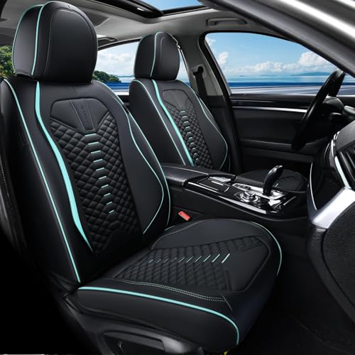 Coverado Seat Covers, Car Seat Cover Front Seats, 2 Pack Universal Seat Covers for Cars, Nappa Leather Waterproof Seat Cover, Car Seat Protectors, Front Seat Cover Fit for Most Cars, Black&Blue - color: Black&Blue, size: Front