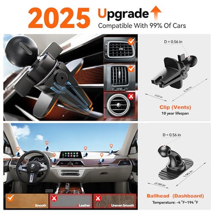 Beser for MagSafe Car Charger Mount, 15W Magnetic Wireless Qi Charger & Phone Holder, Dashboard/Vent Mount for iPhone 16/15/14/13/12 Mini Pro Max, Aluminum Alloy, Black