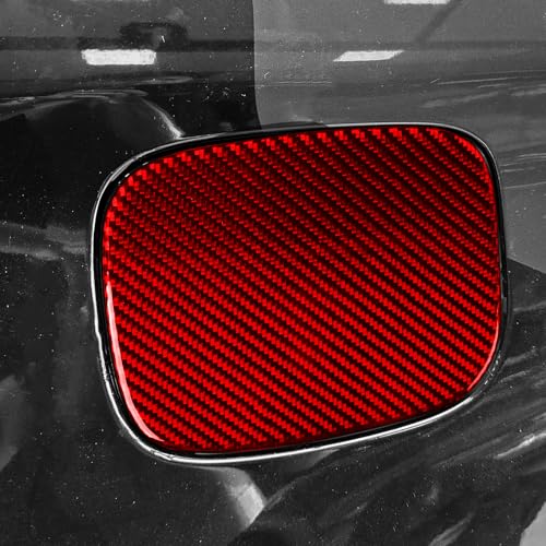 Real Red Carbon Fiber Car Fuel Tank Cap Gas Cap Switch Panel Soft Sticker Auto Exterior Trim Compatible with Ford Explorer(U625) XLT/Limited/ST/Platinum/Platinum Hybrid 2020 2021 2022 2023 - color: Fuel Tank Cap