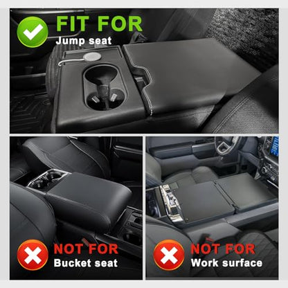 Muslogy Center Console Armrest Cover Fit for Ford F-150 F150 2015-2026 & F250 F350 F450 2017-2026 Accessories, Comfort Armrest Pad Console Lid Cushion Vegan Leather Regular Thick(Jump Seat ONLY) - size: 2) 15-25 |F150| Jump Seat, Regular