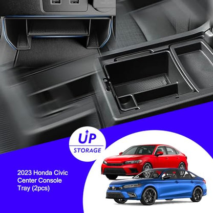 2025 2024 2023 Civic Center Console Organizer Tray for 2023 2022 Honda Civic 11th Gen Sedan Hatchback Touring EX Sport Civic 2022 Accessories 2023 Central Console Organizer Insert Tray(2pcs)-S - style: Civic Small-2pcs
