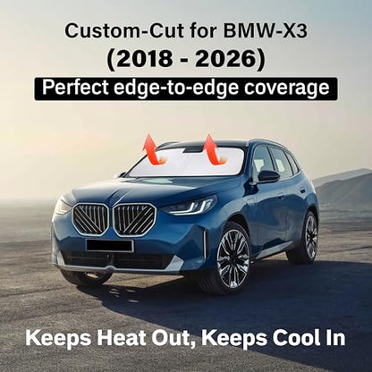 EcoNour Windshield Sunshade Compatible for BMW X3 2018-2024, 2025, 2026 Including sDrive30i, xDrive30i, M40i, and Hybrid Trims, Sun Visor for Front Window Sun Shade Cover, Car Accessories - size: For BMW X3 (2018-2026)
