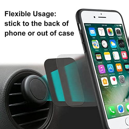 SALEX Replacement Metal Plates Set 16 Pack for Magnetic Car Phone Holders, Wall, Air Vent Mounts, Cases, Magnets. Kit of 8 Black Round and 8 Rectangular Iron Discs Without Holes. 3M Adhesive Backing - color: Mix / 16 Pack