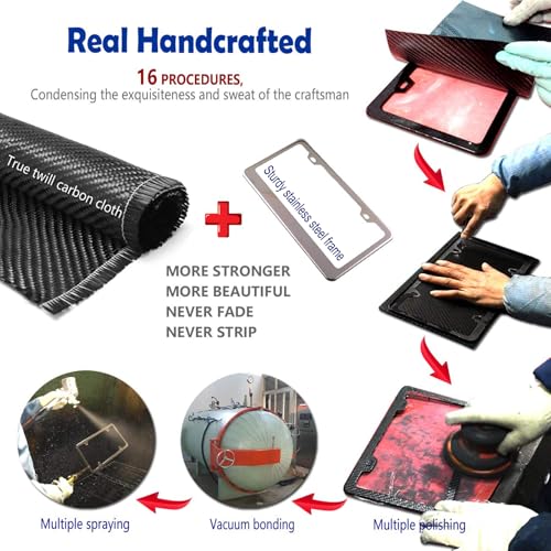 Aootf Carbon Fiber License Plate Frame - Stainless Steel License Plate Cover Handmade Covering 100% Real Carbon Fiber | Stainless Steel Tamper Proof Screws, Caps, 2 Hole Gloss Slim Frame-1 Pack - style: 1 Pack-Slim Edge 2 Hole