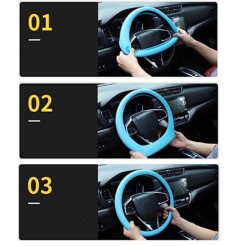 Cool Non-Slip Silicone Steering Wheel Protector, Car Steering Wheel Protective Cover, Non-Slip Car Steering Wheel Cover, Universal Fit Easy to Clean Steering Wheel Cover (Brown), RZX123