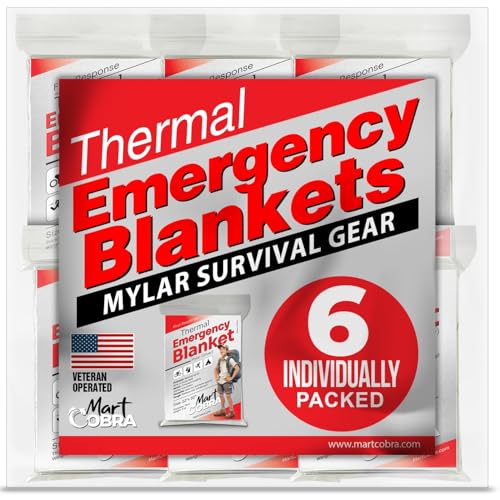 Emergency Blankets for Survival Gear and Equipment x6, Space Blanket, Mylar Blankets, Thermal Blanket, Survival Blanket, Survival Kits Emergency Kit, Emergency Supplies, Foil Blanket Camping Shelter - size: 6 pack