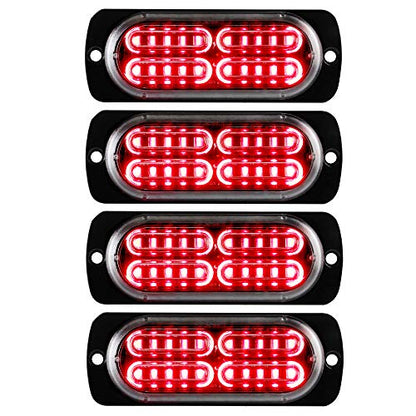 12-24V 20-LED Super Bright Emergency Strobe Warning Caution Hazard Construction Waterproof Flashing Strobe LED Light Bar Surface Mount for Car Truck SUV Van (Red) - color: Red