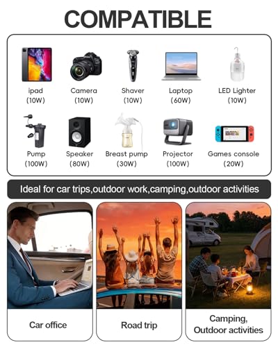 400W Car Power Inverter - Dual DC 12V to 110V AC Car Plug Adapter Outlets, Fast Charging USB C 65W & 24W Port, Power Inverters for Vehicles, Laptop Car Charger, Road Trips - color: BLACK