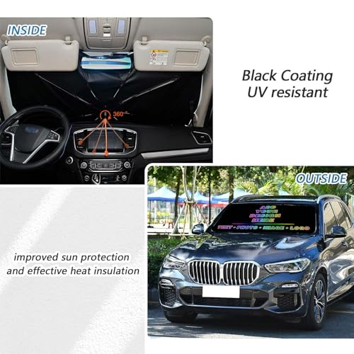 Custom Car Windshield Sun Shade Umbrella Personalized with Photo Text Design Car Sunshade Sun Visor for Front Windshield Customized Window Sunshades - color: Customized