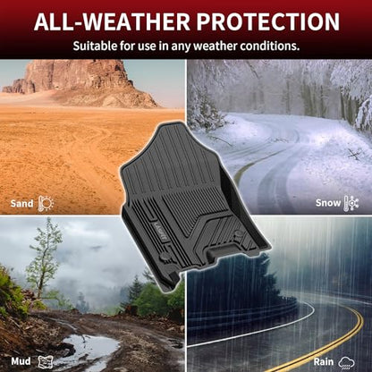 LASFIT Floor Mats for Ram 1500 2019-2024 Crew Cab and Quad Cab Front, Bucket Seat, All Weather TPE Custom Fit Car Mats Truck Front Liners 1st Row Only, Black - style: 1) 1500 | 2019-2024 | Crew Cab Front Floor Mats