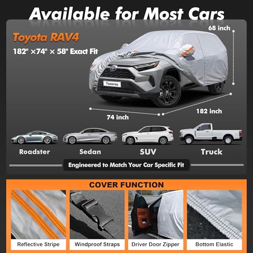 Car Cover Waterproof All-Weather,Heavy-Duty Outdoor Full Exterior Automobiles SUV(Length 182-190 inch) with Windshield Sun Shade Universal Fit Toyota RAV4,CRV,Model Y,Q5,Equinox,Rogue etc - size: Fit SUV Jeep 182-190 inch(YL)