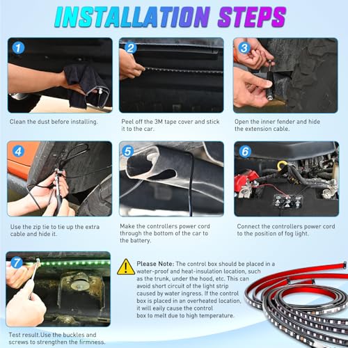 Nilight 4Pcs Car Underglow Neon Accent Strip Lights 256 LEDs RGBIC Multi Color DIY Sound Active Function Music Mode with APP Control and Remote Control Underbody Light Strips, 2 Years Warranty - color: Underglow Light RGBIC Multi Color 4Pcs
