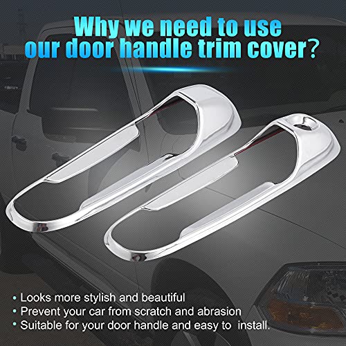 X AUTOHAUX 4pcs Chrome Plated ABS Exterior Side Door Handle Cover Trim for Dodge for Ram 1500 2500 3500 2002-2008 Silver Tone Outer Door Handle Cover Decoration