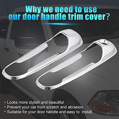 X AUTOHAUX 4pcs Chrome Plated ABS Exterior Side Door Handle Cover Trim for Dodge for Ram 1500 2500 3500 2002-2008 Silver Tone Outer Door Handle Cover Decoration