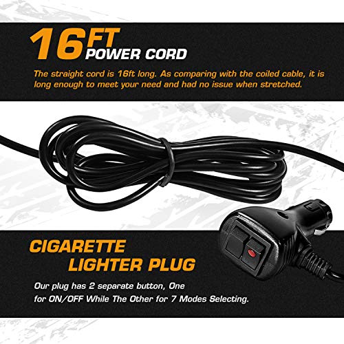 LED Strobe Light, 12V-24V Amber 40 LED Warning Safety Flashing Beacon Lights with Magnetic and 16 ft Straight Cord for Vehicle Forklift Truck Tractor Golf Carts UTV Car Bus