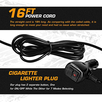 LED Strobe Light, 12V-24V Amber 40 LED Warning Safety Flashing Beacon Lights with Magnetic and 16 ft Straight Cord for Vehicle Forklift Truck Tractor Golf Carts UTV Car Bus