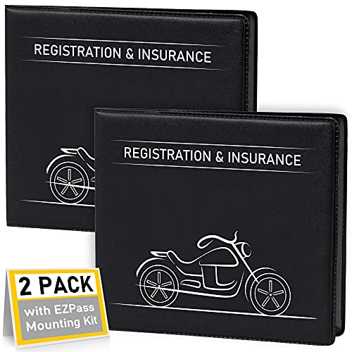 CANOPUS Car Registration and Insurance Holder, Car Document Holder, Vehicle Registration and Insurance Card Holder, Wallet for Auto, Trailer, Motorcycle, Truck, Vehicle Paperwork Organizer (2 Pack) - size: Motorcycle