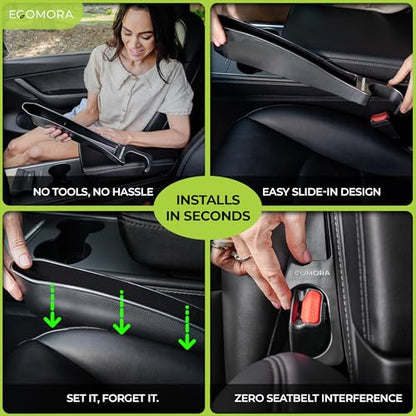 Car Seat Gap Filler organizer with Bonus interior Cleaning Brush- Universal in Between Seat Catcher for Cars,Trucks,SUV- Car Seat Gap Plug storage slot- Custom Seat Gapster- Car Seat Gap Filler Strip
