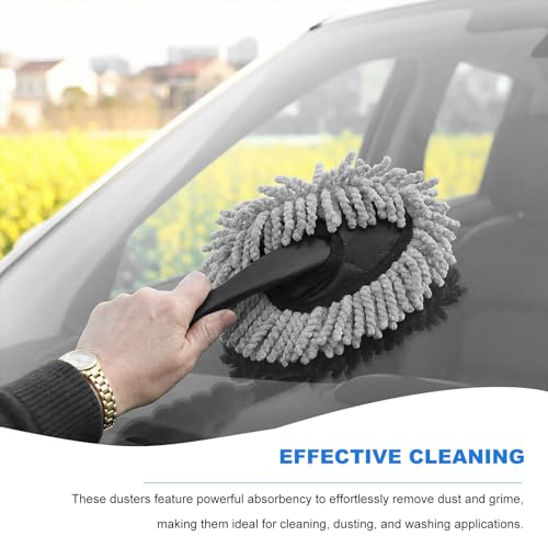 Car Dash Duster Brush, Soft Microfiber Multi-Functional Auto Dash Dust Cleaning Brush, Scratch Free Dusting Tool for Cleaning Vehicle Home Kitchen Computer, Car Accessories (Gray) - color: Gray
