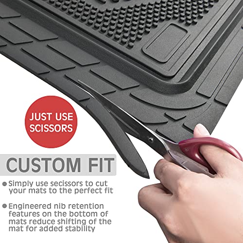 CAR PASS Heavy Duty Rubber Floor Mats Cow Print Car Mats 4-Piece Car Mat Set - Universal Waterproof Floor Mats for Car SUV Truck, Durable All-Weather Mats - color: Cow Print