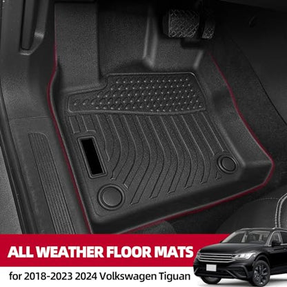 Naibeve Floor Mats for 2018-2023 2024 Volkswagen Tiguan - All Weather Custom Fit for Volkswagen VW Tiguan Floor Mats Cargo Liner Rear Cargo Tray Trunk Waterproof Interior Accessories - size: 1)tiguan|2018-2024