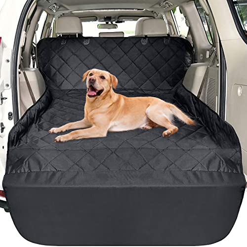 F-color SUV Cargo Liner for Dogs - Waterproof Pet Cargo Liner, Comfort Dog Cargo Cover with Bumper Flap Protector, Scratchproof Non-Slip Mat for Standard SUVs Sedans, 55 x 81 Inch, Black - size: Medium Standard (No Flaps) 81"