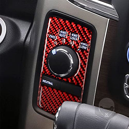 Compatible with Dodge Ram 1500/2500/3500 2013 2014 2015 Red Real Carbon Fiber Four-Wheel Drive Switch Panel Interior Accessories Red (Kit-B 6Pcs) - color: Red 11