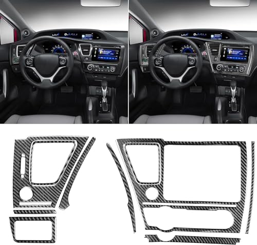 Real Carbon Fiber Car Dashboard Left Side Decoration Panel Center Console Decoration Panel Interior Trim Sticker Cover Compatible with Honda Civic 9 Coupe/Sedan 2013-2015 Accessories Black - Kit - color: Dashboard Left Side Decoration Panel Center Console