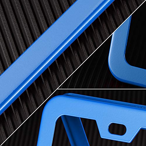 Blue License Plate Frame, Metal Thin Stainless Steel with 2 Holes Screw Cap, 2 Pack (Blue) - color: Blue