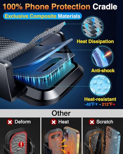 VANMASS【85+LBS Strongest Suction & Military-Grade Ultimate Car Phone Mount【Patent & Safety Certs】 Cell Phone Holder for Dash Windshield Vent for iPhone 17 Pro Max Automobile Accessory Kits,Ink Black - color: Ink Black