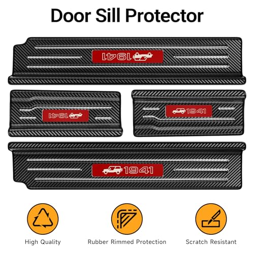 Upgraded Door Sill Guards Compatible with Jeep Wrangler JL JLU 2018-2025 2026 & Gladiator JT 2020-2025 2026 Accessories Stainless Steel Front and Rear Door Entry Guard (4PCS Carbon Fiber) - size: 4-Door Carbon Fiber