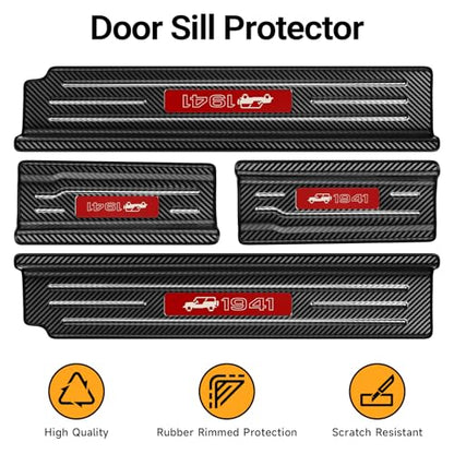 Upgraded Door Sill Guards Compatible with Jeep Wrangler JL JLU 2018-2025 2026 & Gladiator JT 2020-2025 2026 Accessories Stainless Steel Front and Rear Door Entry Guard (4PCS Carbon Fiber) - size: 4-Door Carbon Fiber