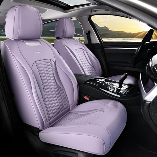 Coverado Seat Covers Front Seats, Luxury Leather Purple Car Seat Cover, Waterproof Automotive Car Seat Covers Protector Interior Accessories Universal Fit Most Sedans, SUVs, Pick-up Trucks - color: Purple, size: Front