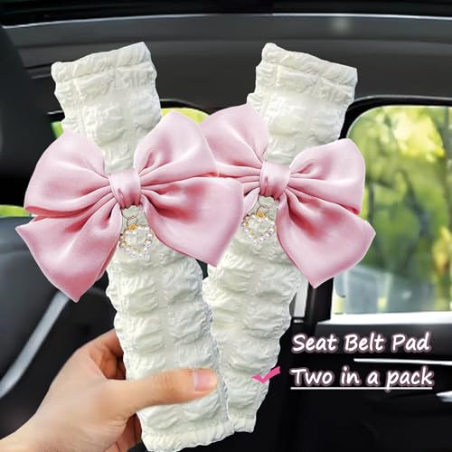 Fashion Big Bow Car Seat Belt Cover Pads (2 in a Pack), Car Accessories Seat Belt Shoulder Strap Protector Universal Seat Belt Cover (Black) - color: black