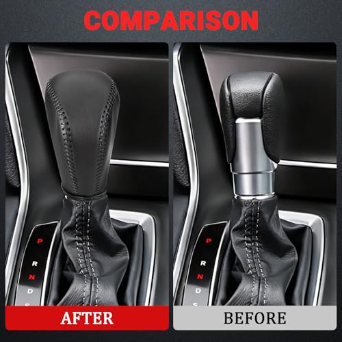Leather Gear Shift Knob Cover Compatible with Honda Accord 2018-2022/Civic 2022 Black Stitches Shifter Knob Cover