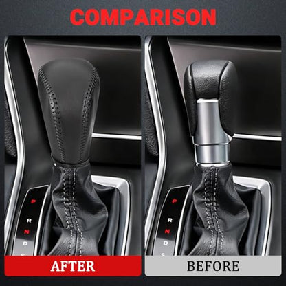 Leather Gear Shift Knob Cover Compatible with Honda Accord 2018-2022/Civic 2022 Black Stitches Shifter Knob Cover