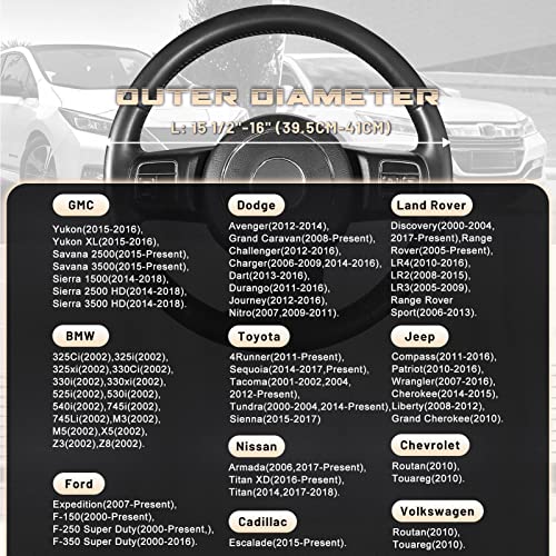 SEG Direct Car Steering Wheel Cover for F-150 Tundra Range Rover 15.5-16 inch, Black Microfiber Leather - color: Black, size: Large size[15 1/2''-16'']