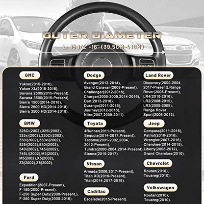 SEG Direct Car Steering Wheel Cover for F-150 Tundra Range Rover 15.5-16 inch, Black Microfiber Leather - color: Black, size: Large size[15 1/2''-16'']
