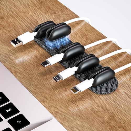5-Pack Magnetic Cable Clips Cord Organizer - Smoothly Adjustable, Puretor Desk Cable Management Clips. Ideal Wire Holders for Desktop, Nightstand, Wall - Perfect for Home Office, Phone, Car (Black) - color: Black