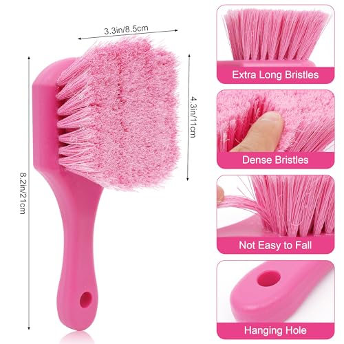 Pink Tire Brush for Women – 8.2" Soft Flagged-Tip Tire Cleaning Brush, Gentle on Wheels & Rims, Cars, Trucks & Motorcycles